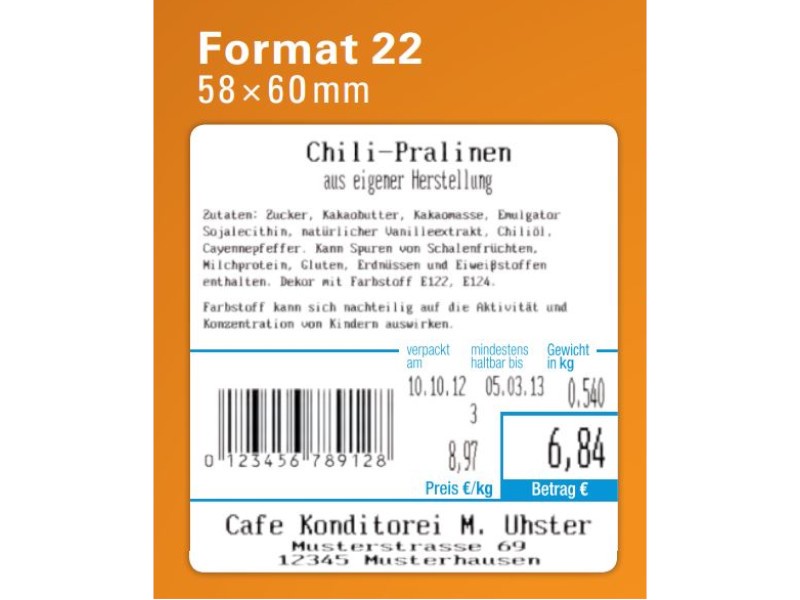 600 Thermoetiketten für CAS (10 Rollen) Format 22