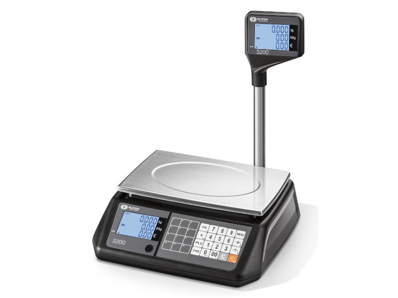 Geeichte preisrechnende Ladenwaage Elicom S200L mit Hochanzeige, schwarz