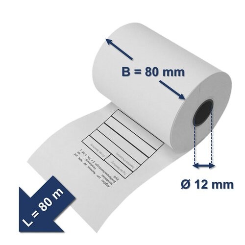 Thermorollen 80 mm x 80 m x 12 mm Bewirtungstext