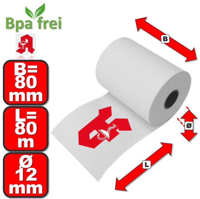Thermorollen 80mm x 80m x 12mm Apotheke 